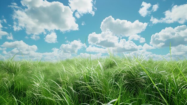 3d illustration of a conceptual green fresh and natural grass field or lawn blue sky background sp