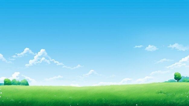 3d illustration of a conceptual green fresh and natural grass field or lawn blue sky background sp