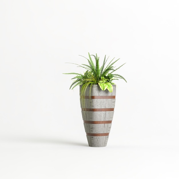 3d illustration of concrete houseplants isolated on white background