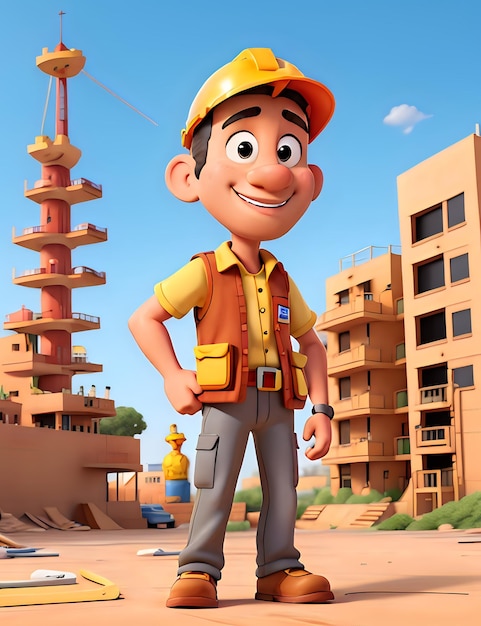 3d illustration of a construction worker labor day ai generative