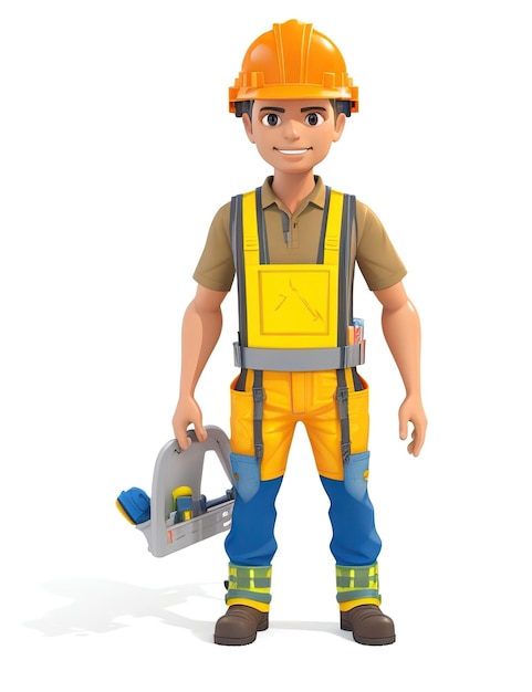 3D Illustration of a Construction Worker