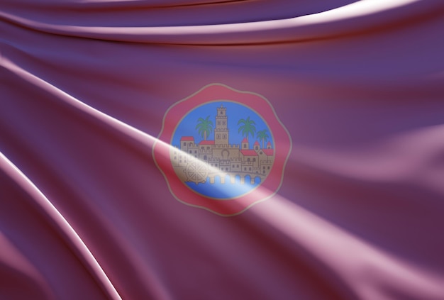 3d illustration of cordoba flag on wavy fabric