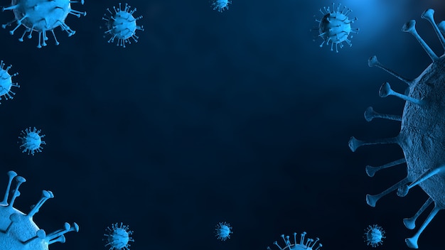 Photo 3d illustration coronavirus covid-19 virus under microscope in blood sample