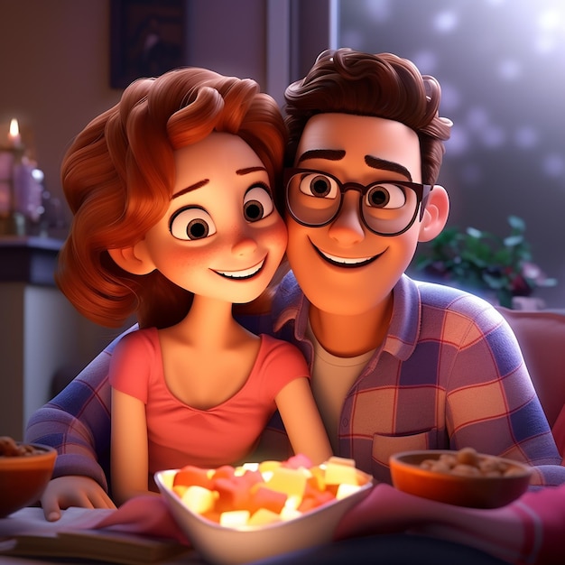 3d illustration of couple cartoonish style