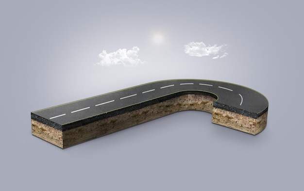 3d illustration curve road isolated in gray background travel and tourism