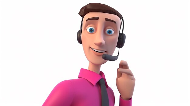 3D illustration Customer support man providing help