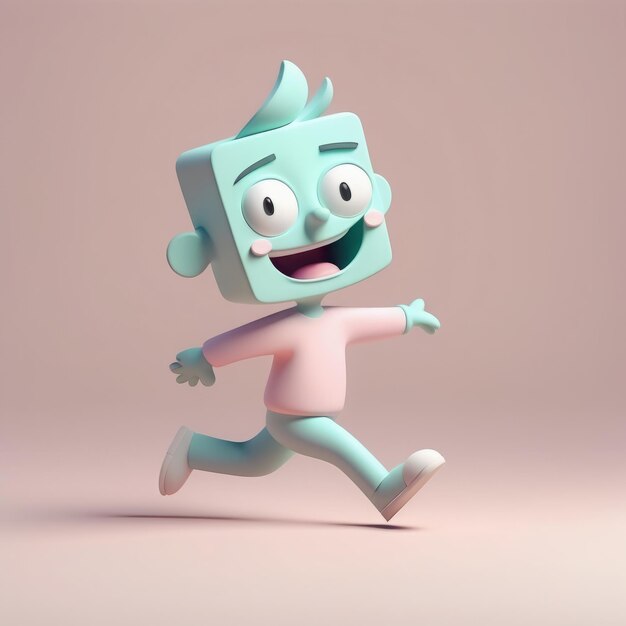 Photo 3d illustration cute cartoon character running running 3d illustration cute cartoon charact