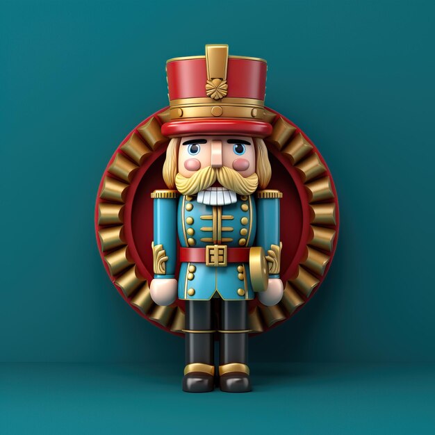 3D illustration of a cute Christmas Nutcracker soldier doll decorative figurine for Christmas