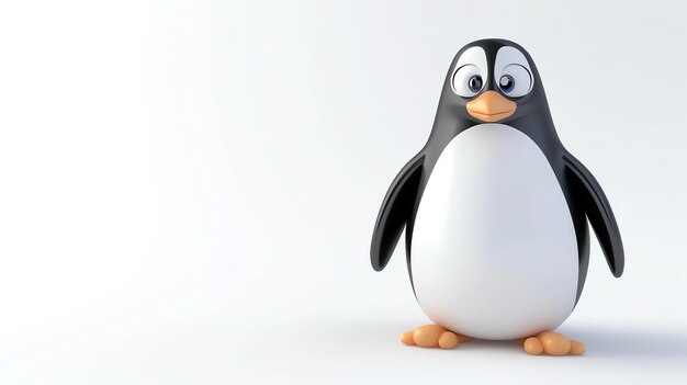 3D illustration of a cute and funny cartoon penguin isolated on a white background