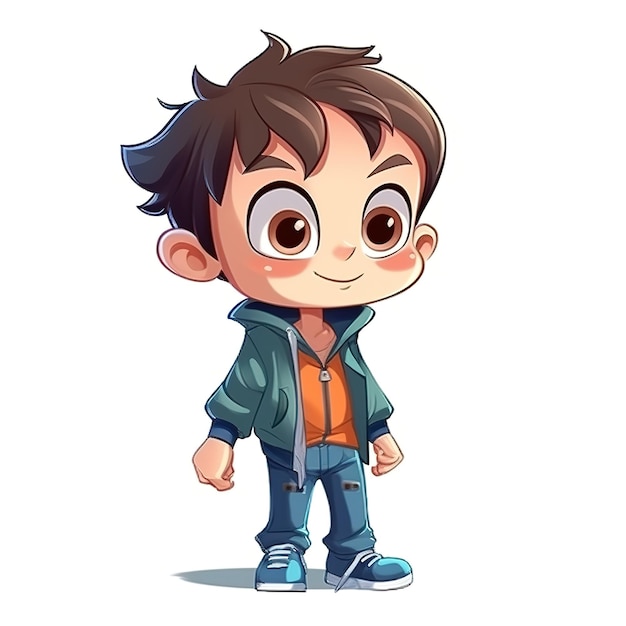 3D Illustration of cute kid isolated on white Generative ai