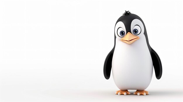 3D illustration of a cute penguin isolated on white background The penguin is looking at the camera with a curious expression