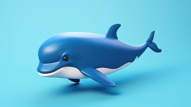 Photo 3d illustration cute whale isolated background