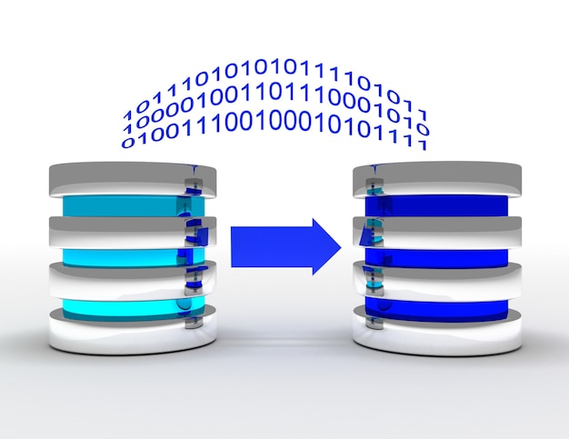 Foto illustrazione 3d. concetto di backup del database