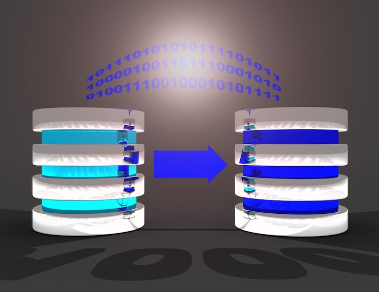 Photo 3d illustration. database backup concept