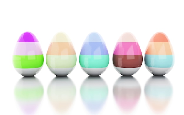 3d illustration. Decorated Easter eggs. Isolated white background.