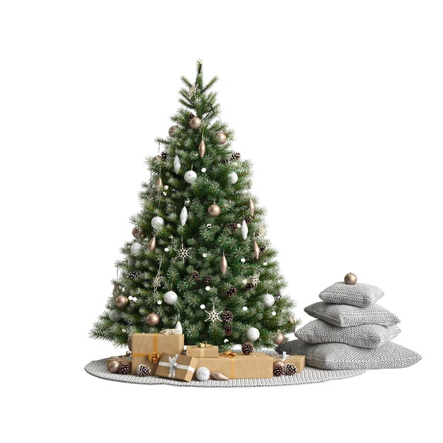 3d illustration of decoration pine tree christmas isolated on white background