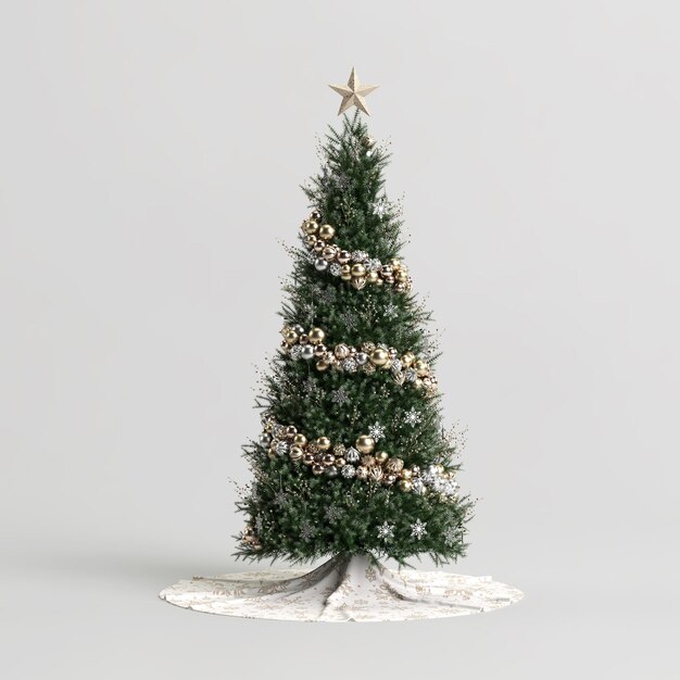 3d illustration of decoration pine tree christmas isolated on white background