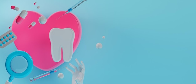 치과 의사의 치아를 위한 3D 일러스트레이션 (Medical Health Care for Dental Business)
