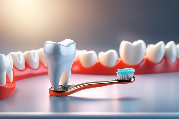 3d illustration of dentistry with toothbrush isolated with white paper background