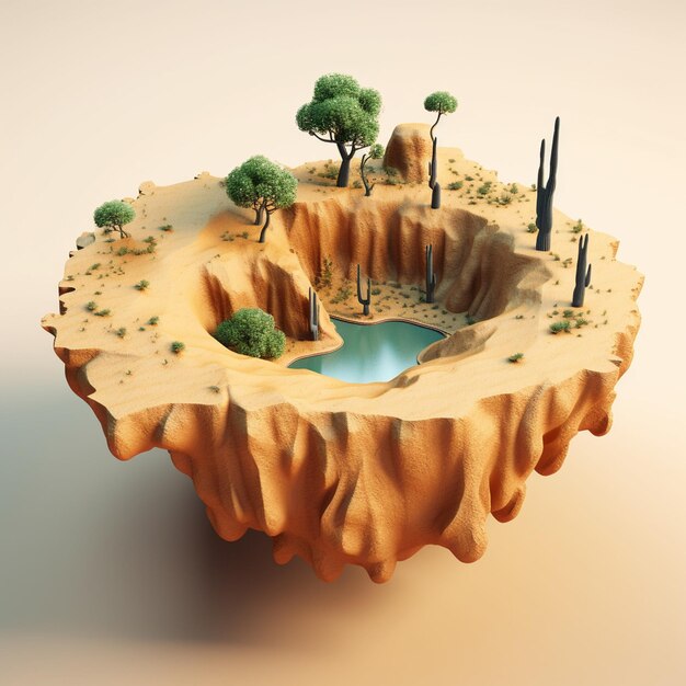 Foto illustrazione 3d della forma del deserto