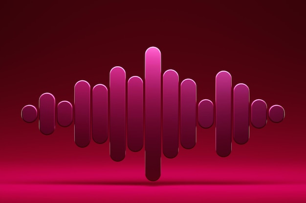 3d illustration of design colorful abstract digital sound wave on a magenta background Voice recognition equalizer audio recorder