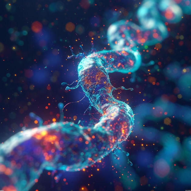 3D illustration of DNA molecule 3D rendering of human DNA molecules