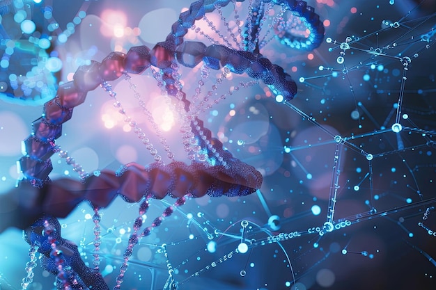 3D illustration of DNA Mutations under microscope Decoding genome Chemical medicine concept