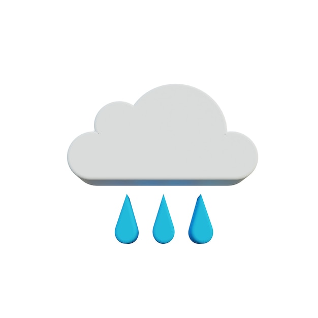 3d illustration drizzle icon with cloud and drop water