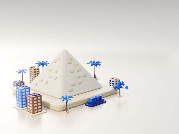 緑地と 3 d イラストレーション エジプト都市背景