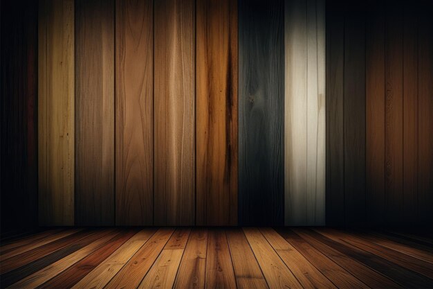 3d illustration of empty wood wall minimal mockup with copy space