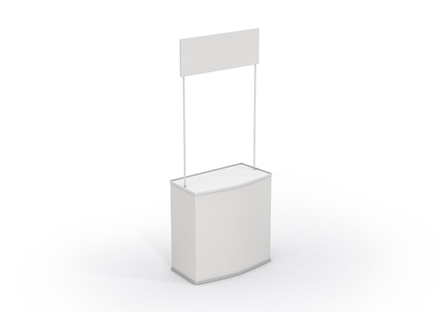 3D illustration of an exhibitor stand on white