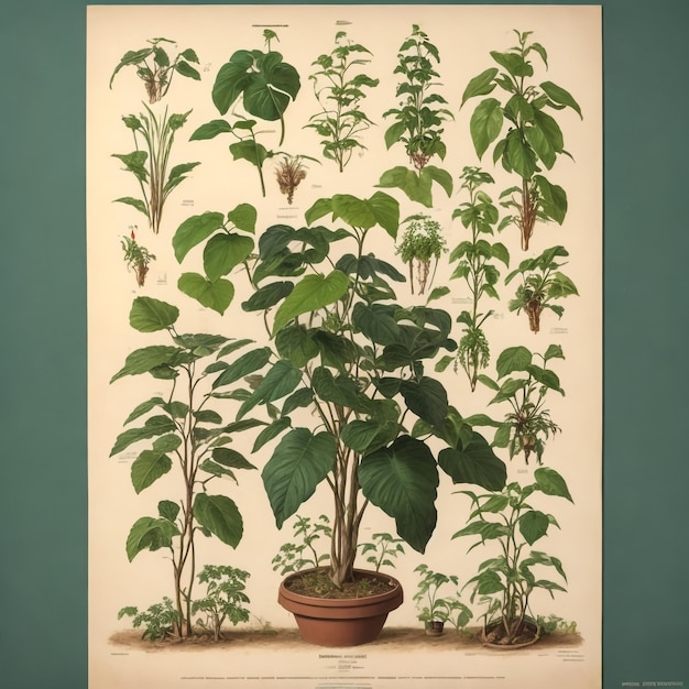 写真 3dイラスト 白い背景の生<unk>のポットにエキゾチックな植物