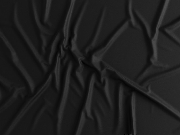 3D иллюстрация Ткань морщинистая на черном фоне