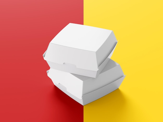 3D illustration Fast food burger box isolated