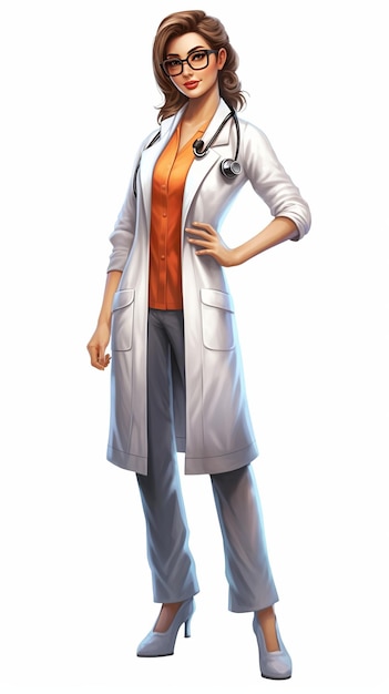 Photo 3d illustration of female doctor on white background generative ai