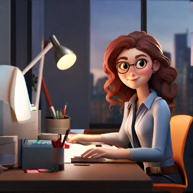 3d illustration of a female graphic designer