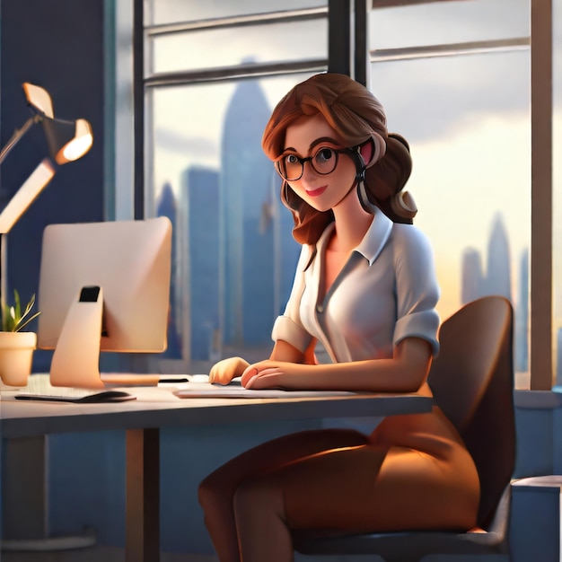 3d illustration of a female graphic designer