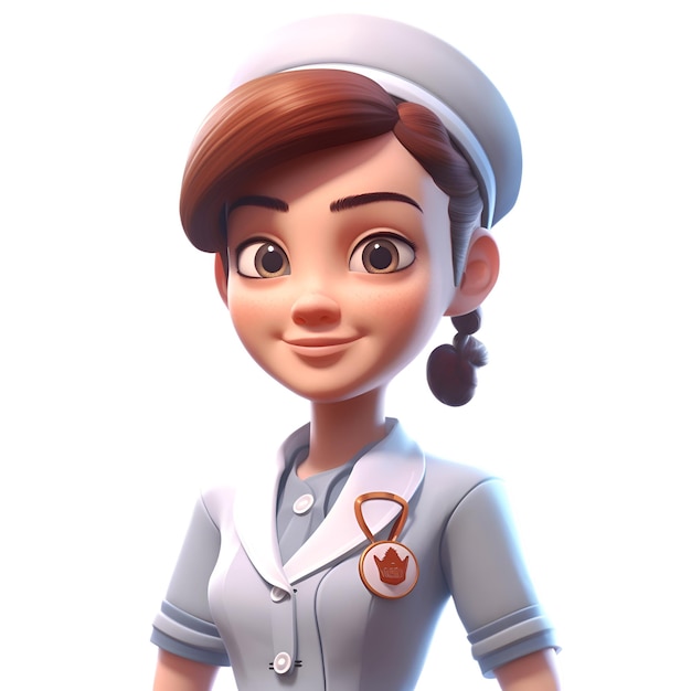 3D Illustration of a female nurse with a stethoscope