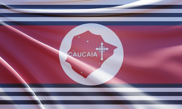 3d illustration of flag of caucaia on wavy fabric