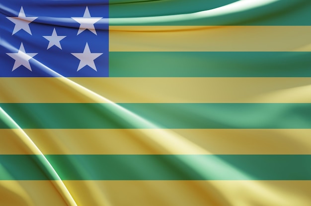 3d illustration of flag of goias on wavy fabric