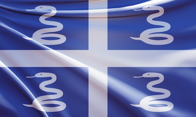 3d illustration of flag of martinique on wavy fabric