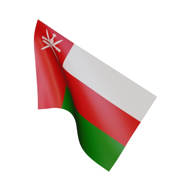 Photo 3d illustration flag of oman white background