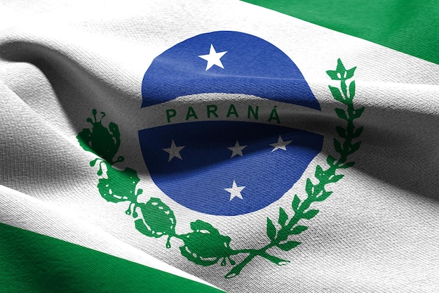 3D illustration flag of Parana is a state of Brazil Waving on the wind