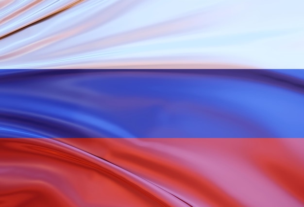 3d illustration of flag of russia on glossy wavy fabric