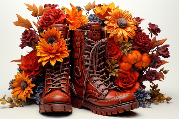 3d illustration Floral boots