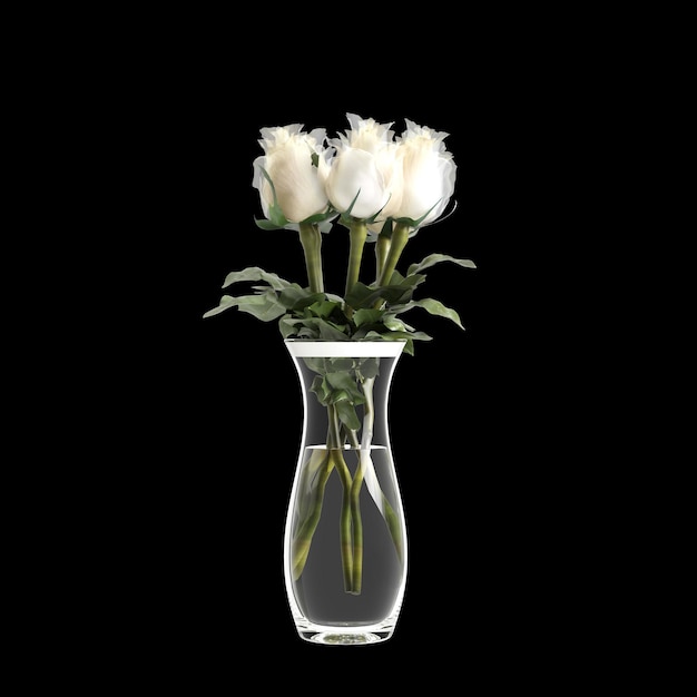 3d иллюстрация декора цветочной вазы на черном фоне