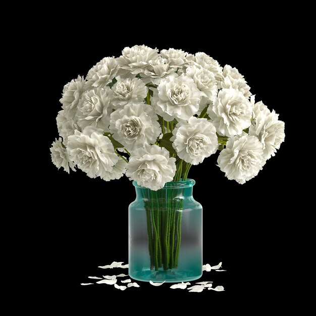 3d illustration of flower vase decor isolated on black background