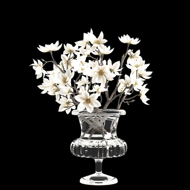 3d illustration of flower vase decor isolated on black background