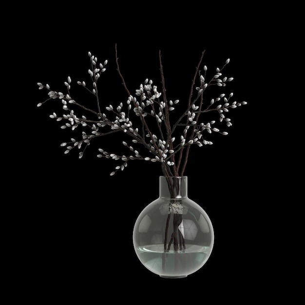 3d illustration of flower vase isolated on black background