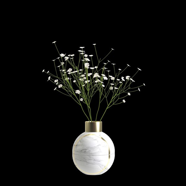 3d illustration of flower vase isolated on black background